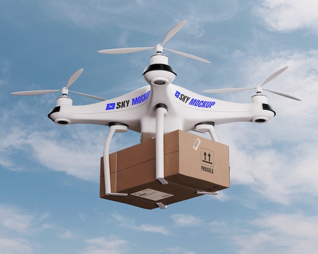Drone mockup used for air transportation