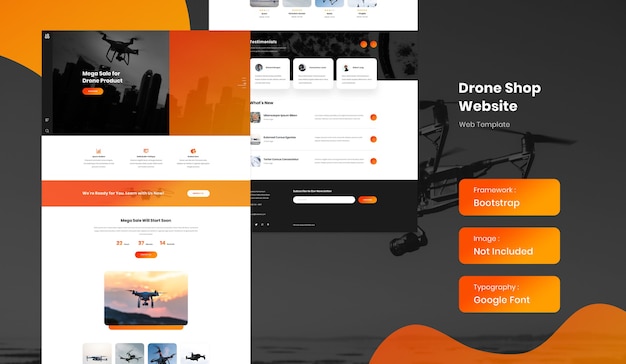 PSD drone online shop e-commerce website sjabloon voor bestemmingspagina