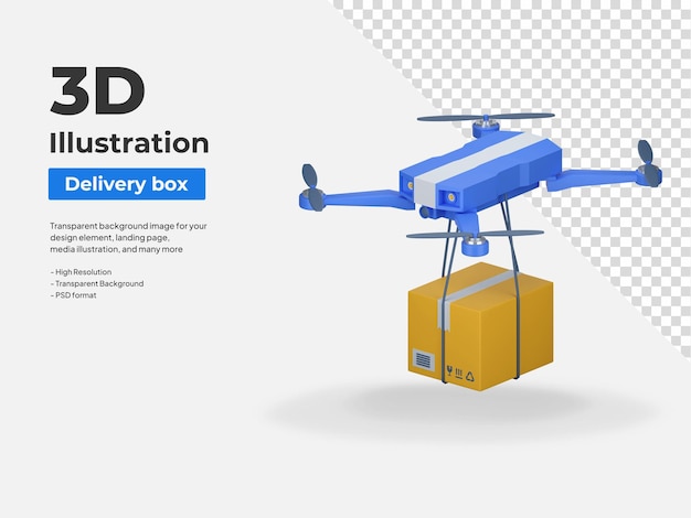 PSD drone sending delivery package 3d icon illustration