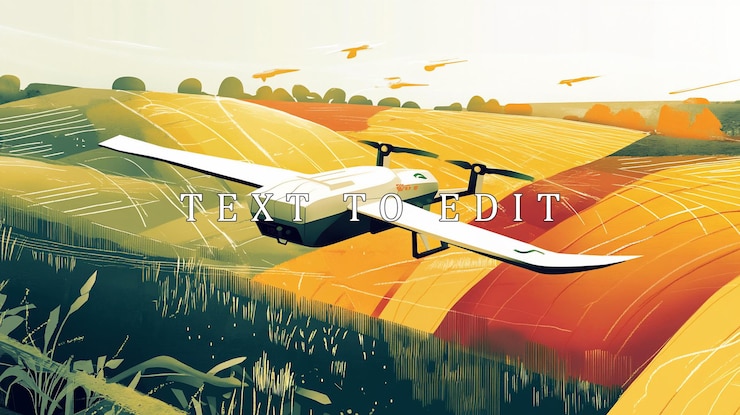 PSD drone spraying crops in autumnal fields