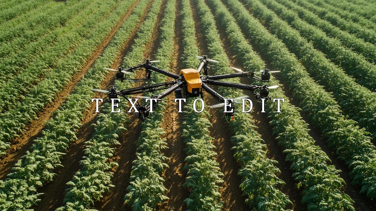 PSD drone spraying crops in a vast agricultural field 1