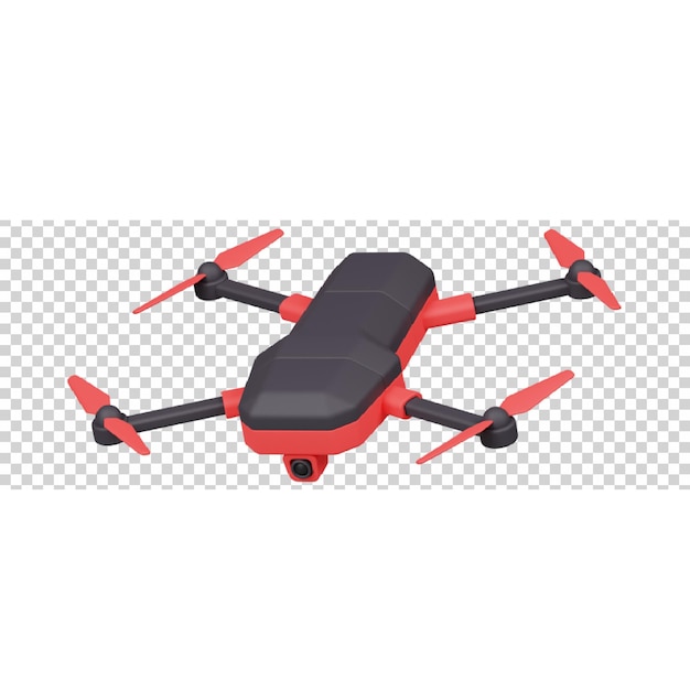 PSD drone spy security camera video footage with red and black color in simple design 3d rendering icon