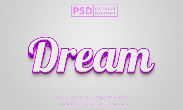 Droom 3d-tekststijleffect psd premium-sjabloon