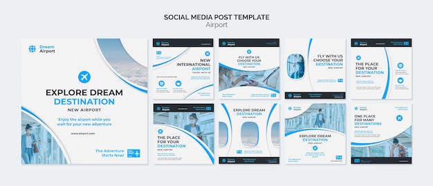 Droom luchthaven social media postsjabloon