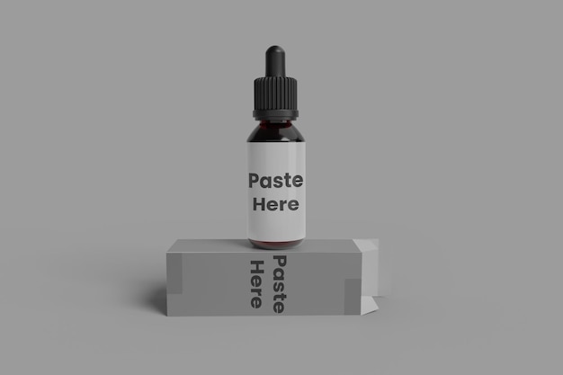 drop fles met doos mockup psd
