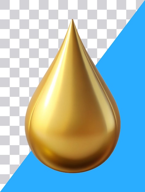 Drop of liquid Gold drop 3D Icon on transparent background