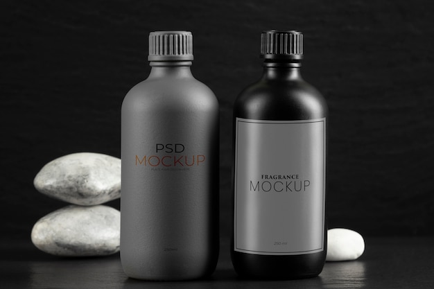 PSD drop packaging mockup in natural context