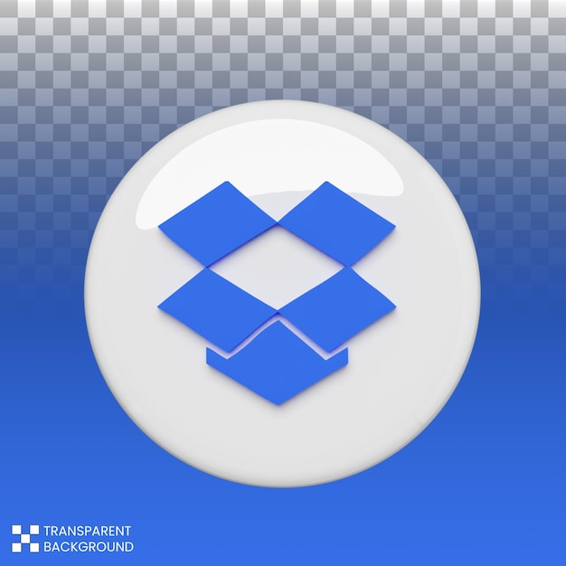 PSD icona dropbox con rendering 3d in stile lucido