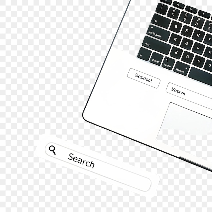 PSD dropdown search bar template isolated on transparent background