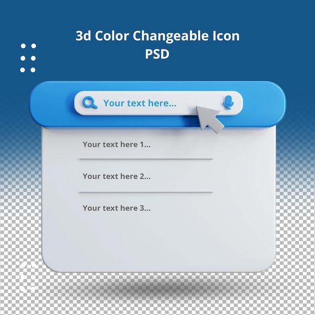 Dropdown søgefelt skabelon 3d gengivelse
