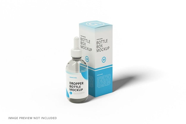 Dropper bottle and box 3d mockup