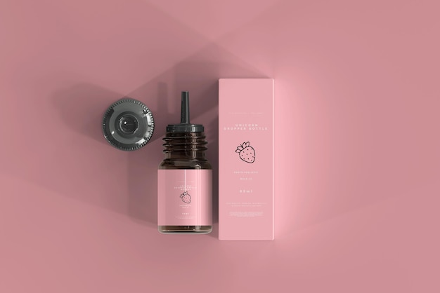 Dropper bottle and box mockup