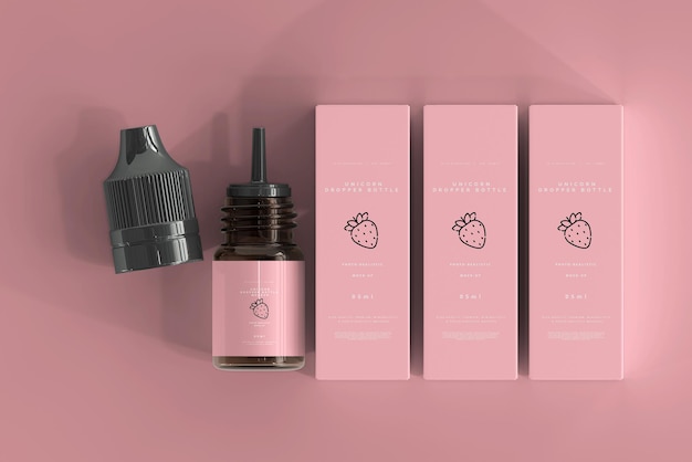 Dropper bottle and box mockup