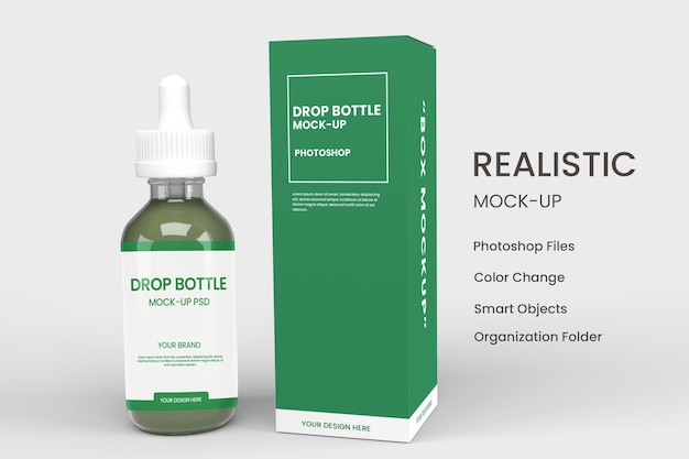 Bottiglia di contagocce mockup design isolato