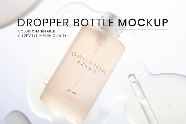 Dropper bottle mockup psd ready to use for beauty and skincare