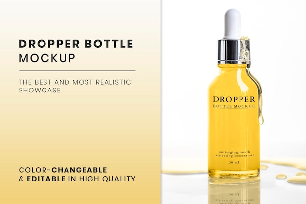 PSD dropper bottle mockup psd ready to use for beauty and skincare