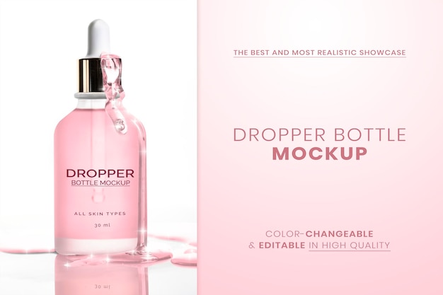 Dropper bottle mockup psd ready to use for beauty and skincare