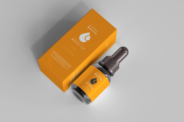 Dropper bottle mockup with box