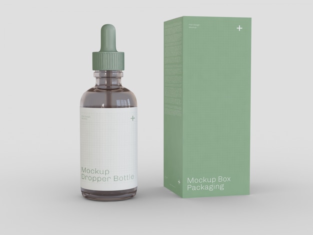 PSD dropper bottle and package mockup