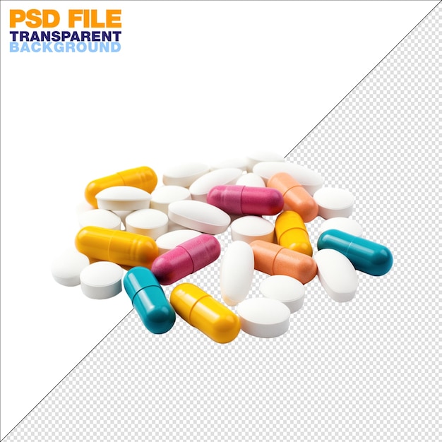 PSD drug pills on transparent background