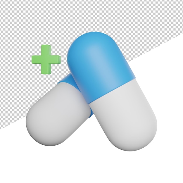 Drugs Capsul Medicine widok z boku renderowania 3d ikona ilustracja na przezroczystym tle