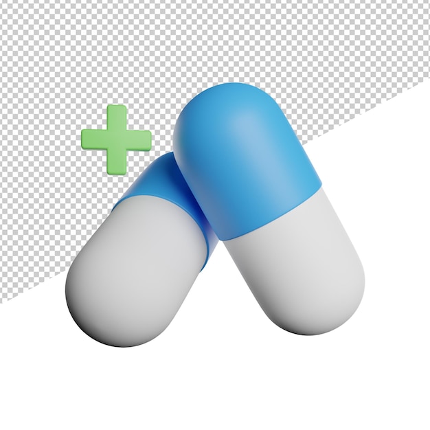 Drugs capsule geneeskunde vooraanzicht 3d-rendering pictogram illustratie op transparante background