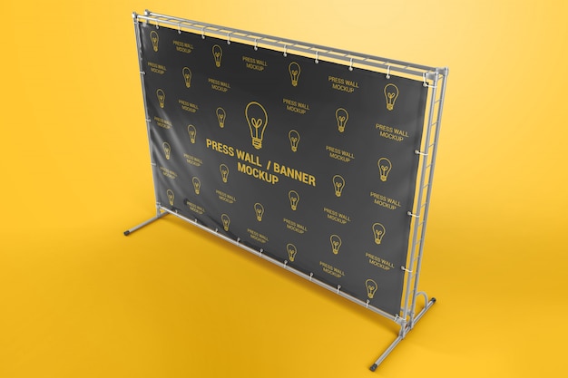 Druk op muurbanner met metalen frame mockup