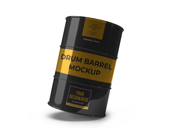 PSD drum barrel mockup template isolated