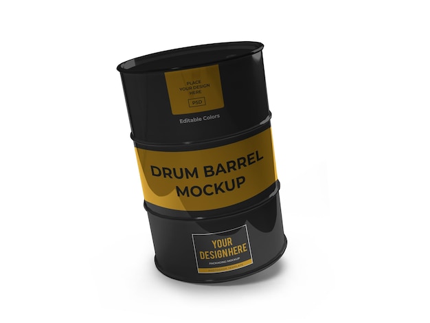 PSD drum barrel mockup template isolated