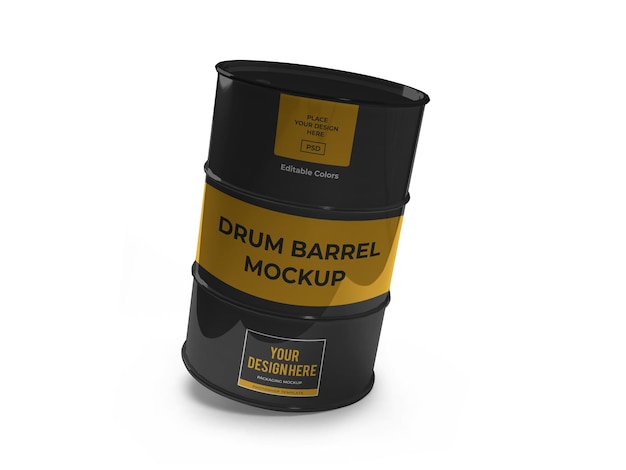 PSD drum barrel mockup template isolated