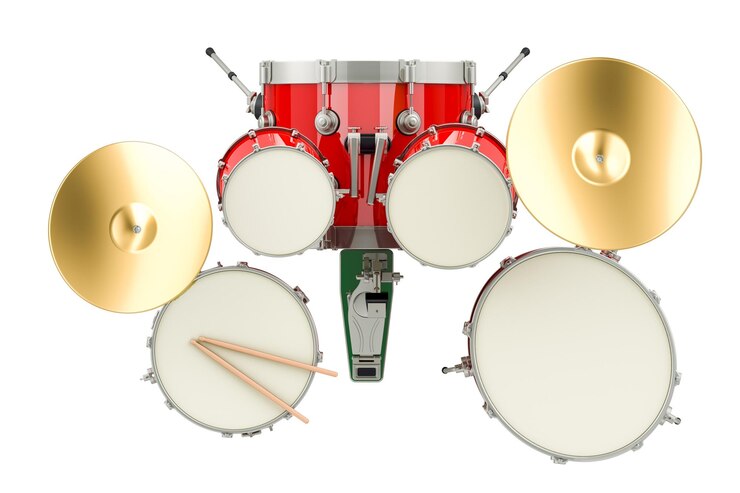 PSD drum kit top view 3d rendering isolated on transparent background