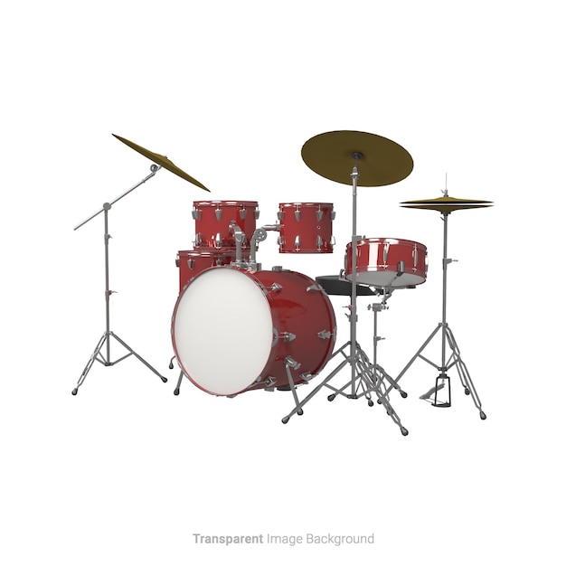 Drum set 3d view with on an isolated white background