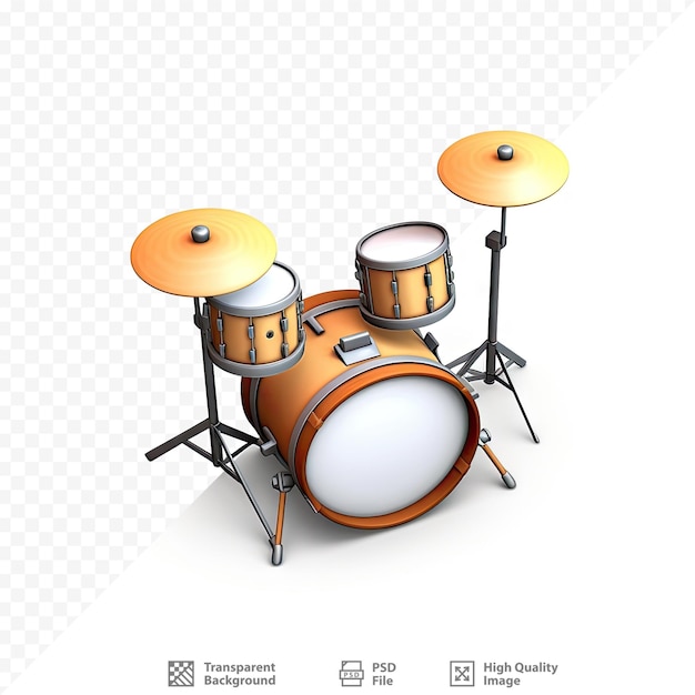 PSD a drum set with a white background with a brown drum kit on it.