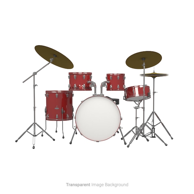 PSD Барабанный набор на изолированном белом фоне 3d-рендеринг