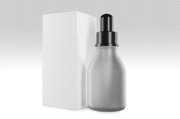 Druppelcontainer met dekselmodel geneeskunde of cosmetisch pakket voor oog- of neusdruppels geïsoleerde 3d render