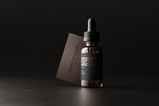 Druppelflesje met mockup voor visitekaartjes