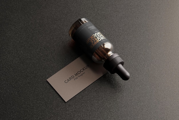 Druppelflesje met mockup voor visitekaartjes
