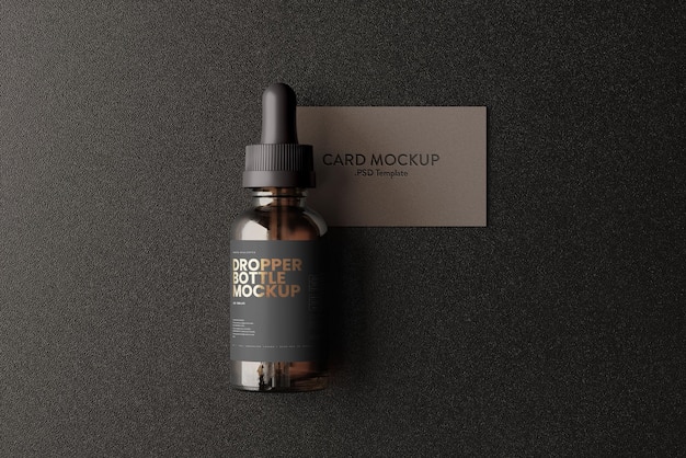 Druppelflesje met mockup voor visitekaartjes