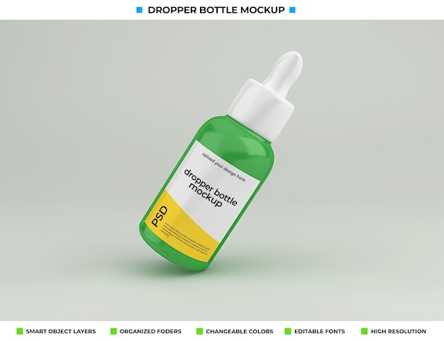 PSD druppelflesje mockup geïsoleerd