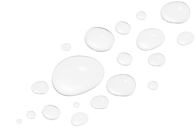 Druppels doorzichtige gel of water in verschillende afmetingen PNG