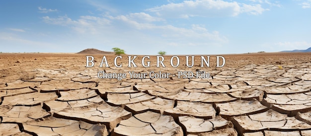 PSD dry cracked earth background global warming climate change concept