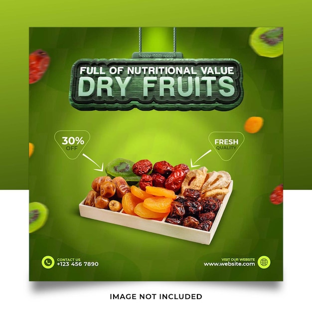 Premium PSD Dry fruits social media post template