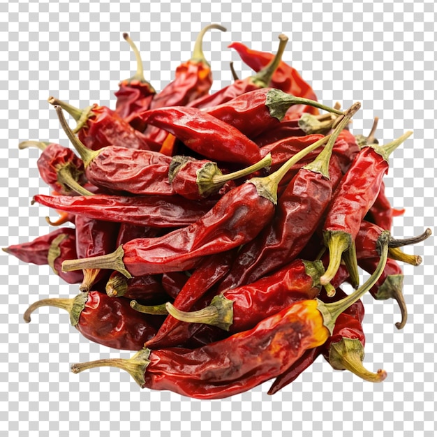 PSD dry red peppers on transparent background