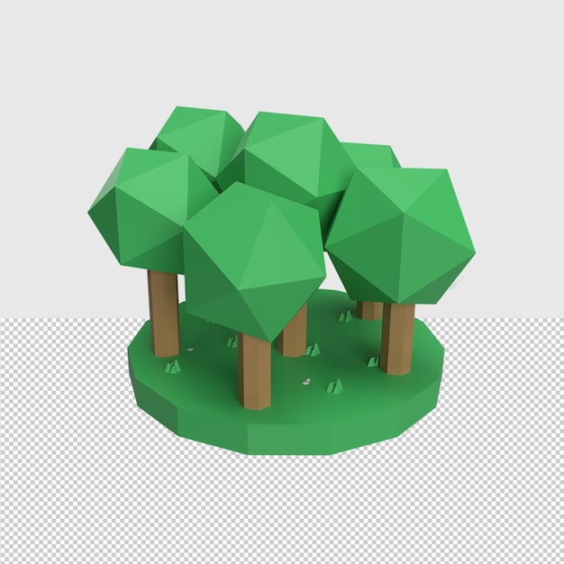 PSD drzewo 3d low poly renderowana ilustracja obiektu