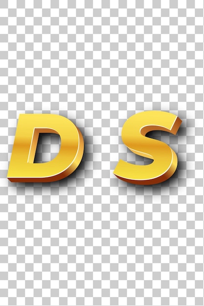 PSD iconica dorata del logo ds sullo sfondo bianco isolato trasparente