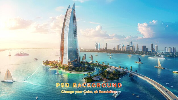 PSD dubai uae 1월 3일 두바이의 burj al arab 호텔의 공중 사진