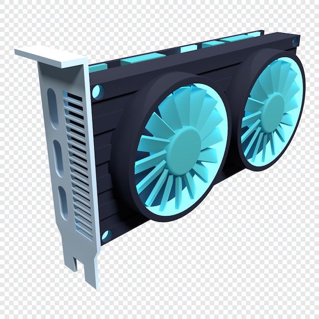 PSD dual fan graphics card computer component icon 3d render video card 3d rendering