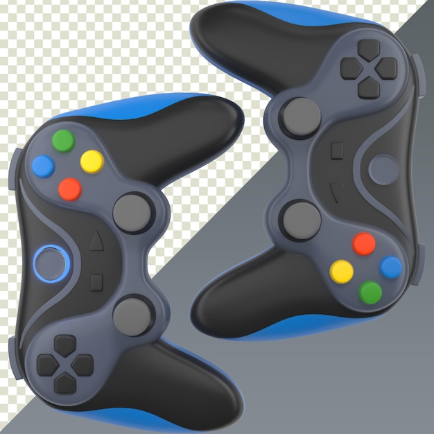 dual game controllers isolated on transparent background