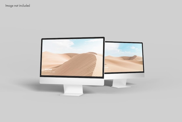 Mockup dello schermo del desktop per doppio pc