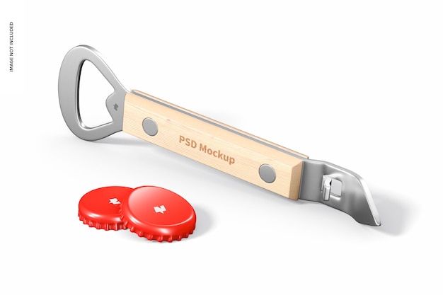 Dual-sided bottle opener mockup, left view